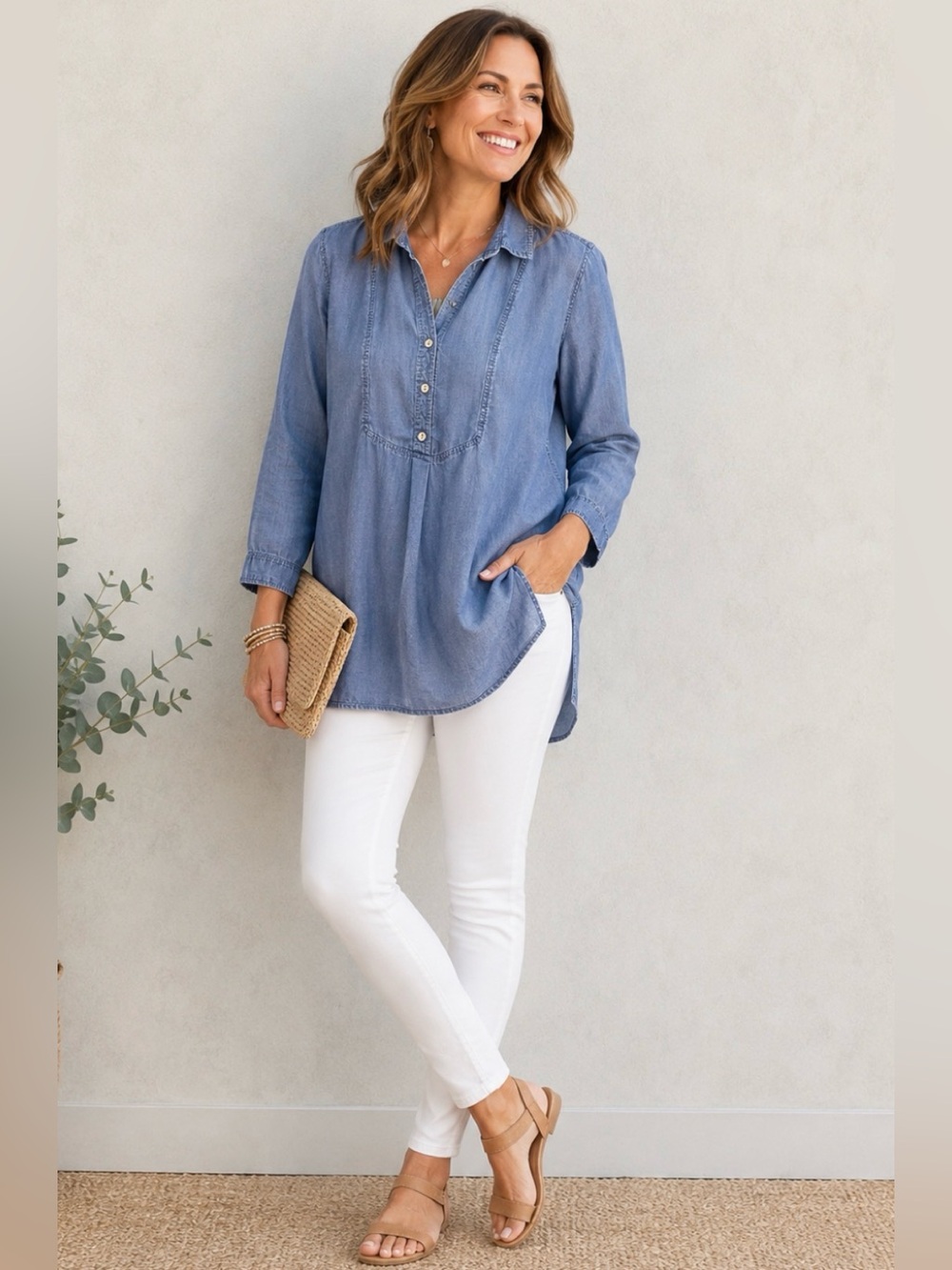 ZOZO brand Women's cotton  Ombre Blue Tunic Top
